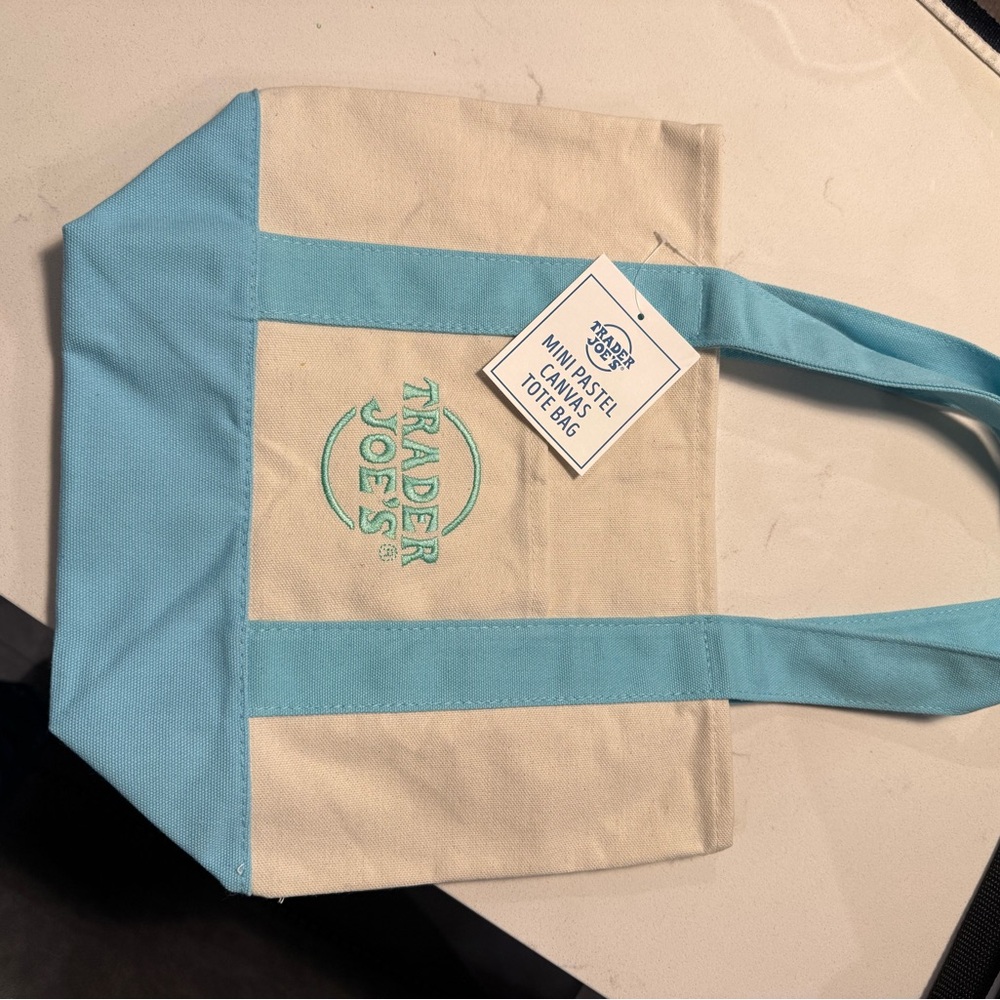Trader Joe’s Mini Pastel Canvas Tote Bag - Baby Blue